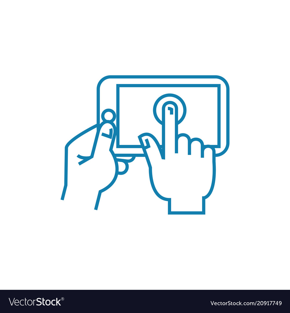 Playing on the touchscreen linear icon concept vector image Playing on the touchscreen linear icon concept