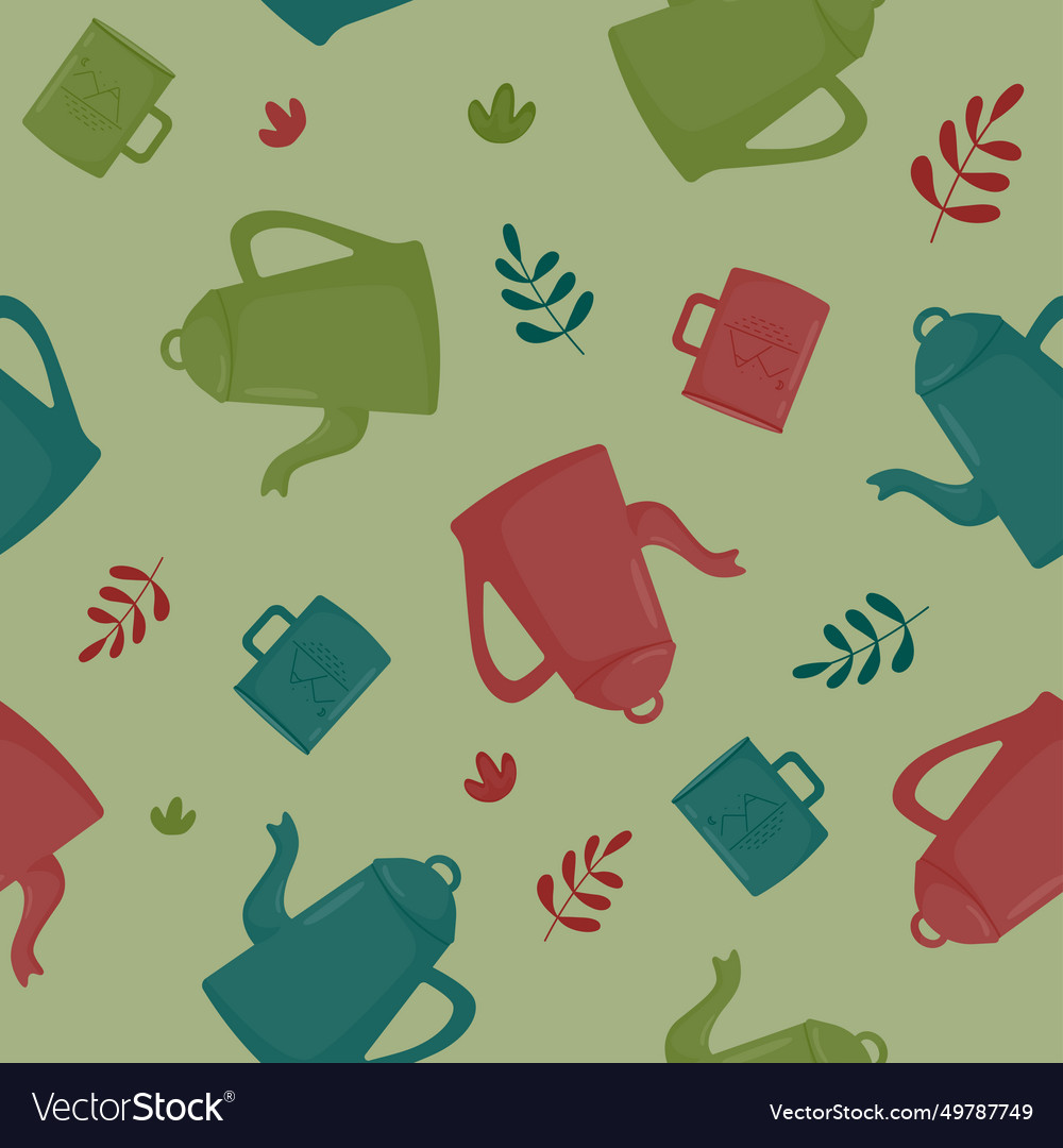 Seamless pattern with multicolored cups