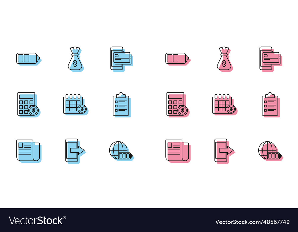 Set line file document smartphone mobile phone vector image Set line file document smartphone mobile phone