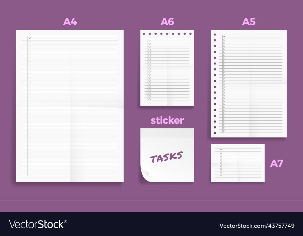 Set of crumpled four standart blank task series