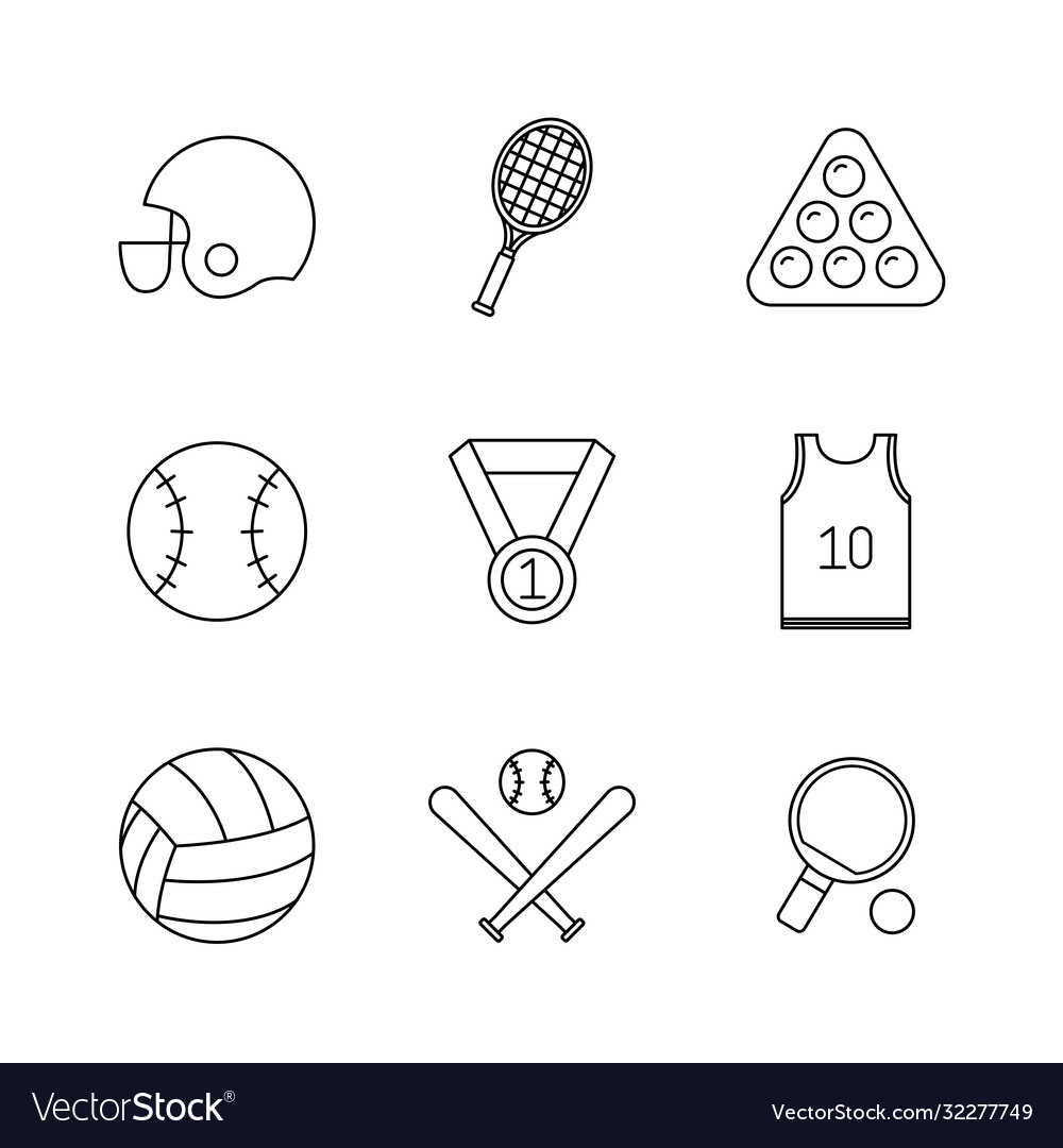 Sport Linie Stil Icon-Set Design