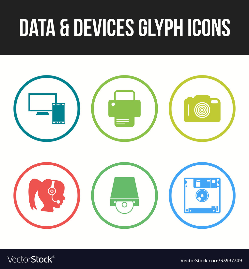 Unique line icon set data and devices