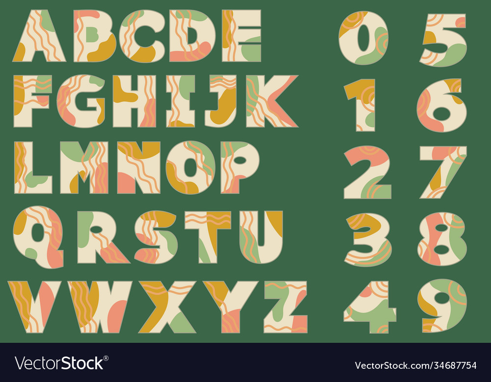 Alphabet und Zahlen im Retro-Stil