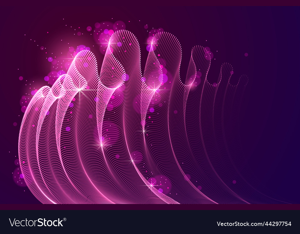 Array of magic particles flowing over dark