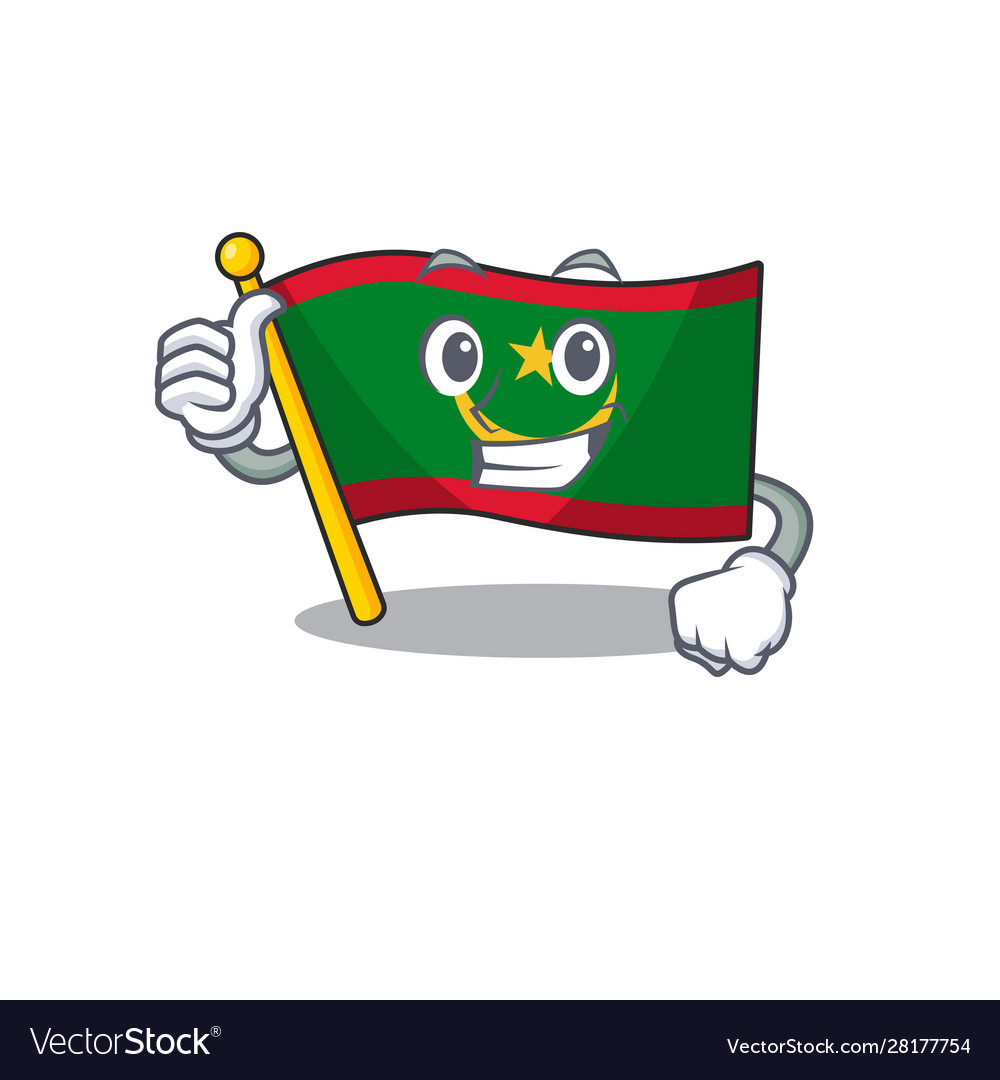 Cartoon flag mauritania making thumbs up