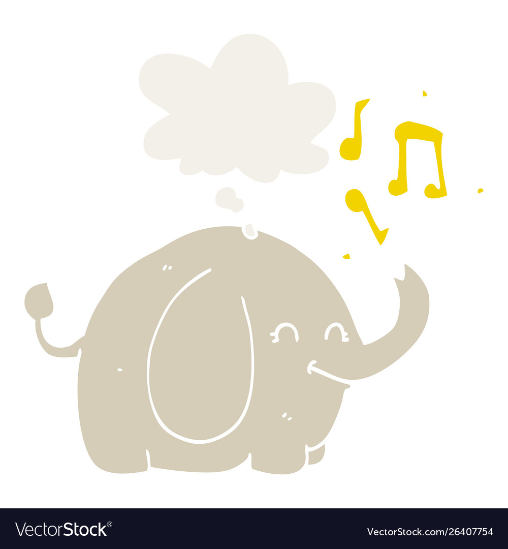 Cartoon trumpeting elephant and thought bubble Vector Image