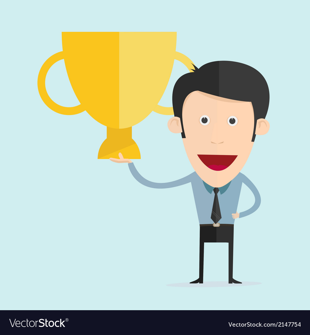 Cartoon with trophy flat design Royalty Free Vector Image