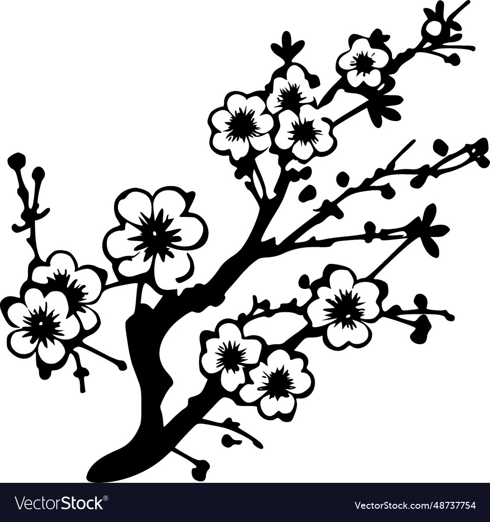 Cherry blossom - minimalist and simple silhouette Vector Image