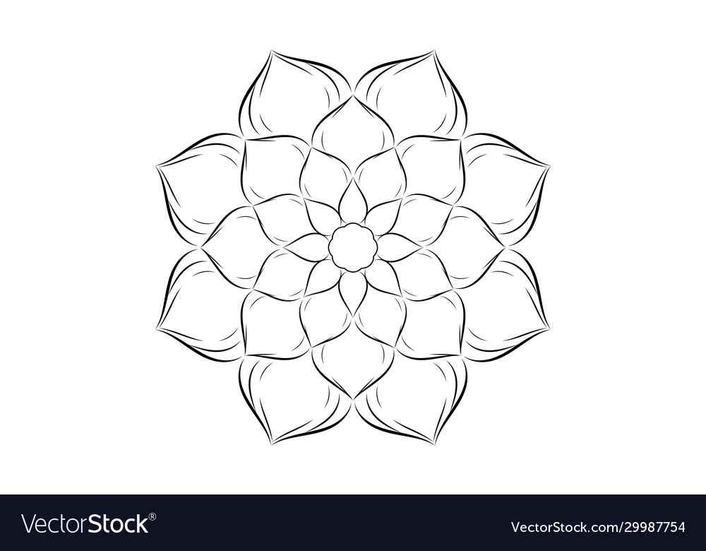 Circle pattern petal flower mandala with black