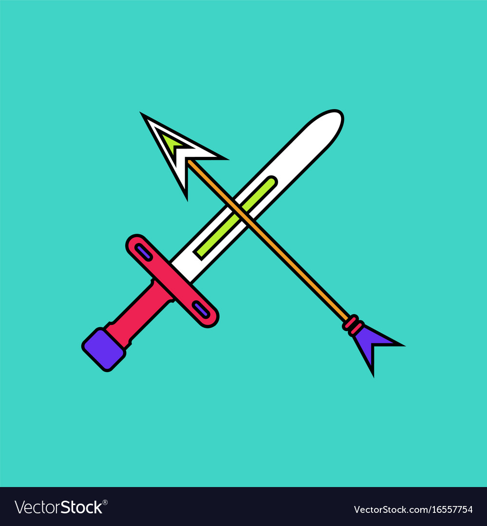 Flat icon design collection sword and arrow