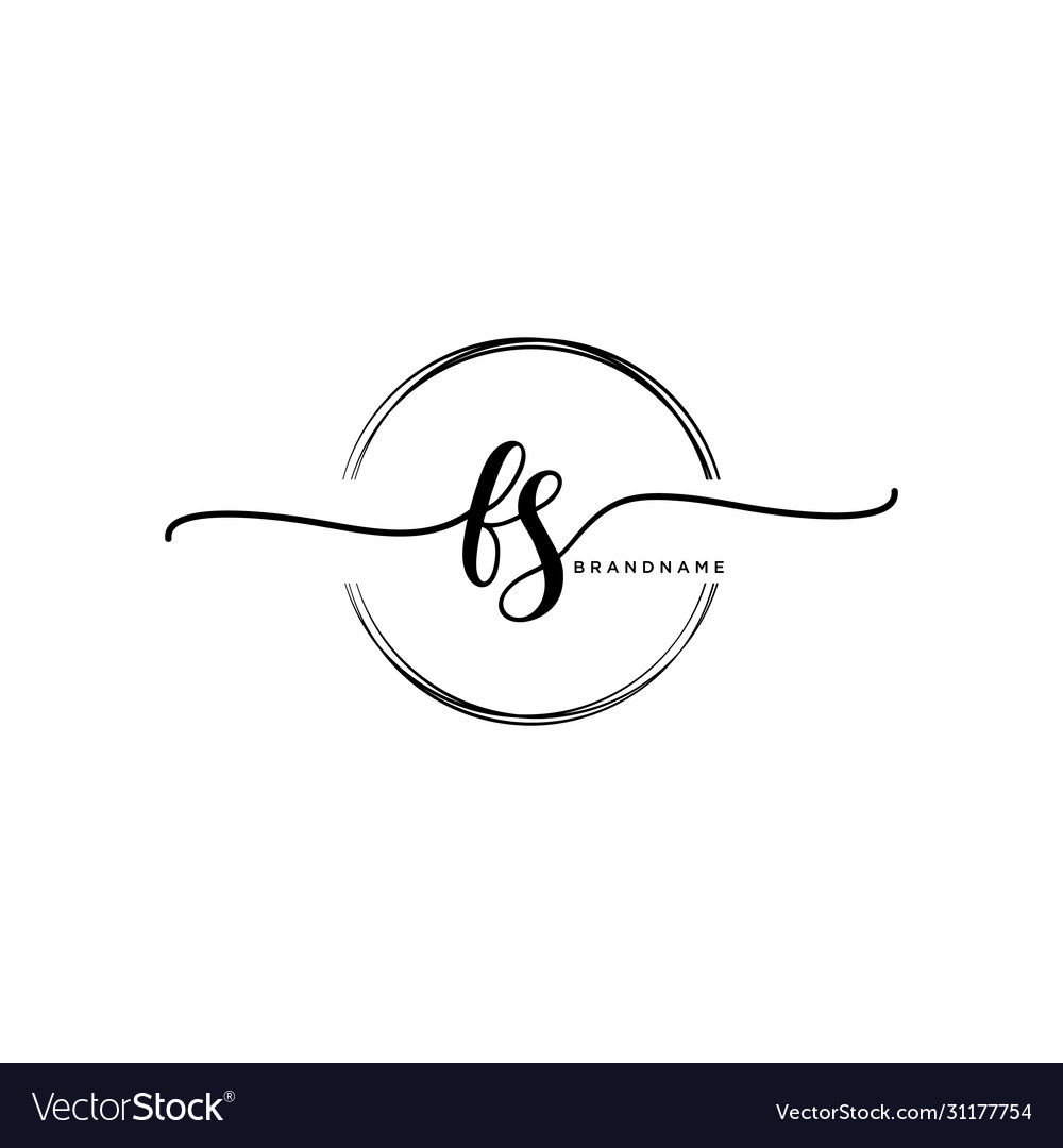 Fs initial handwriting logo with circle template