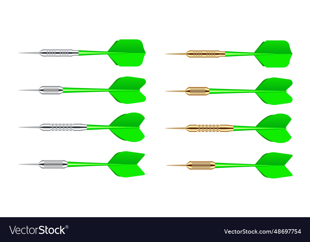 Green dart arrows with metal tip isolated on white