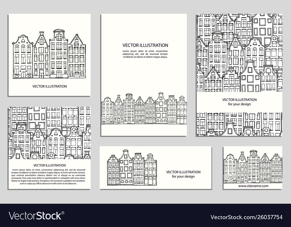 Hand drawn houses set