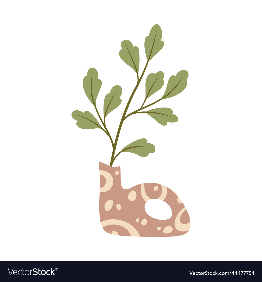 Interior scandinavian flower vase and green leaves