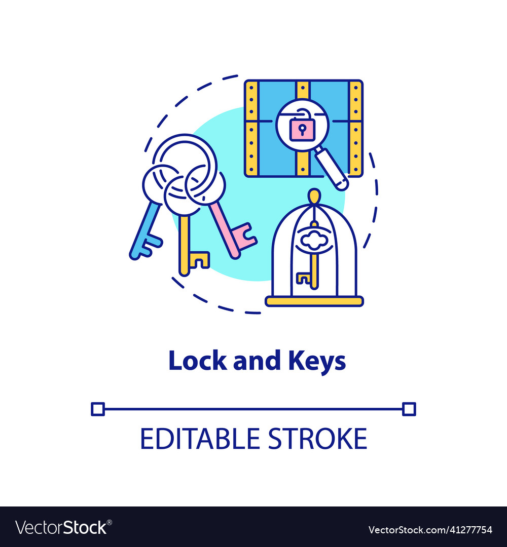 Lock and keys concept icon vector image Lock and keys concept icon