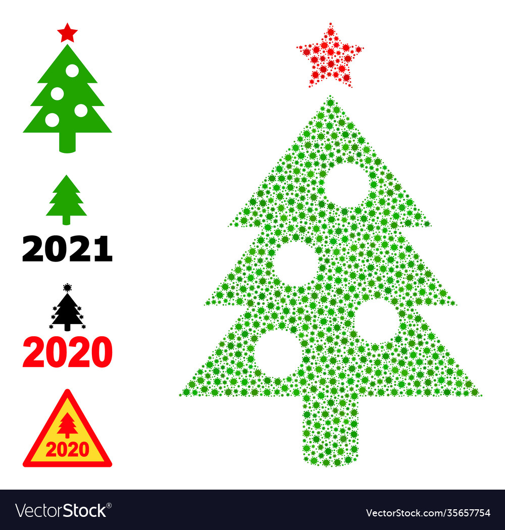 New year tree collage with infection icons