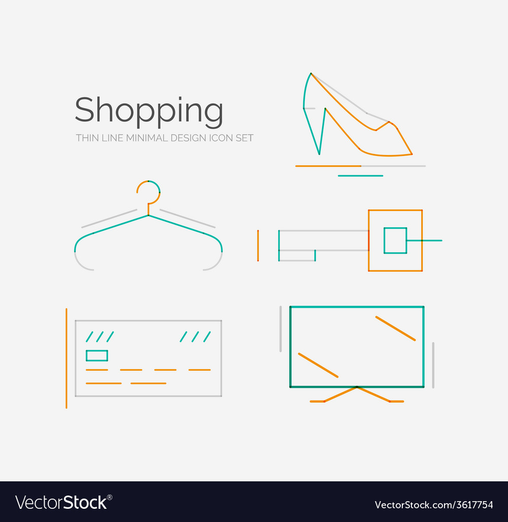 Outline design shopping icon set