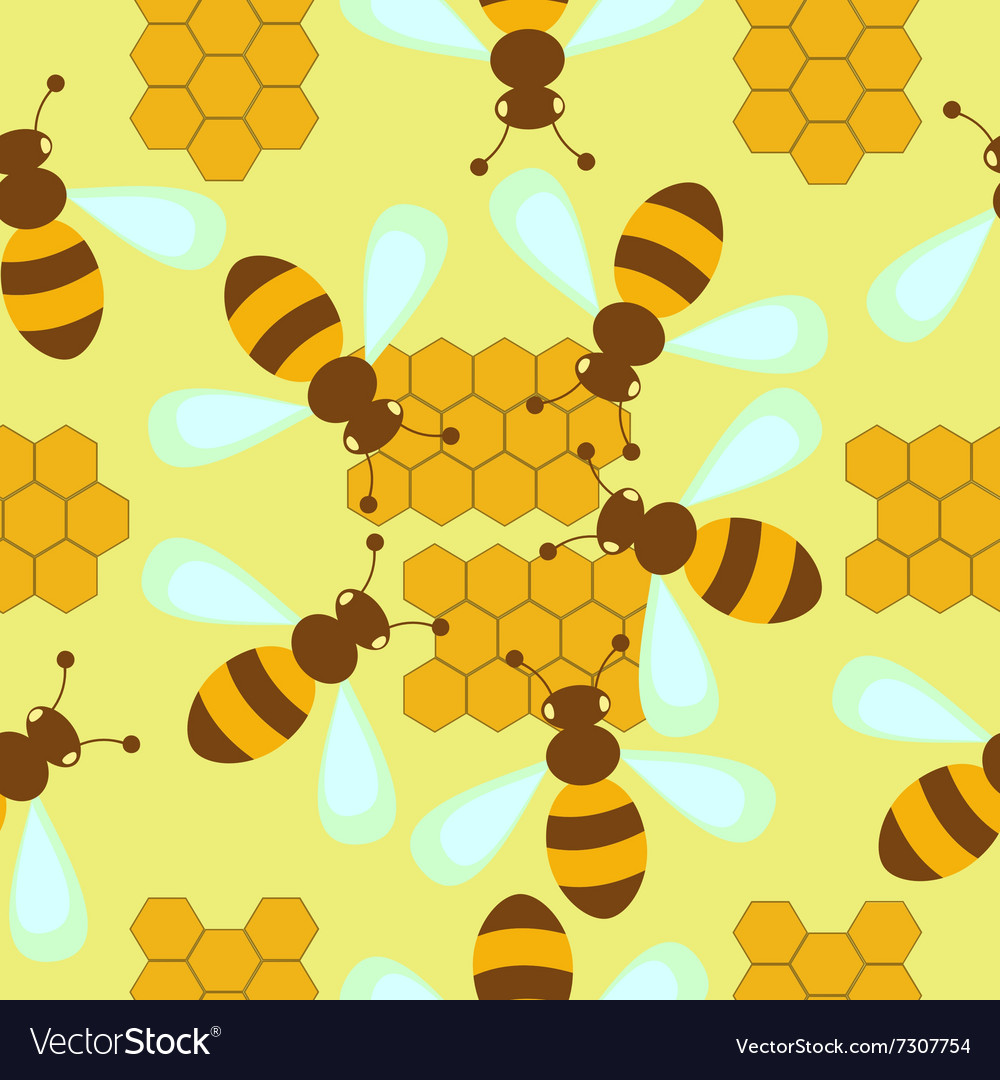 Pattern with bees and honeycombs