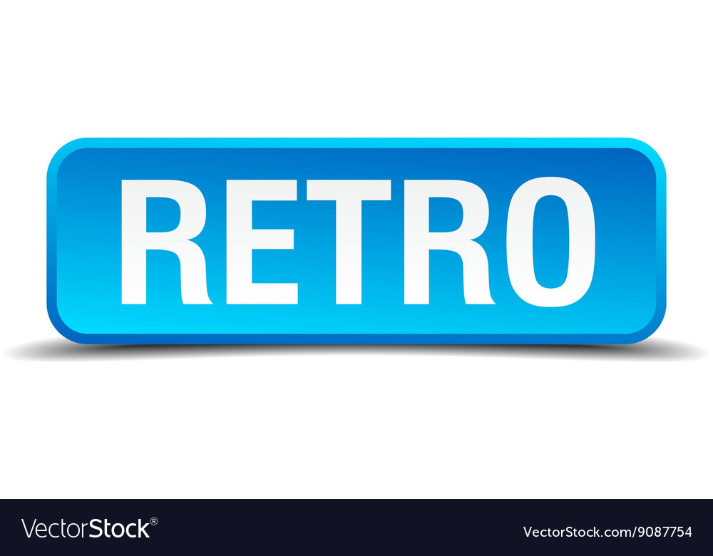 Retro blue 3d realistic square isolated button