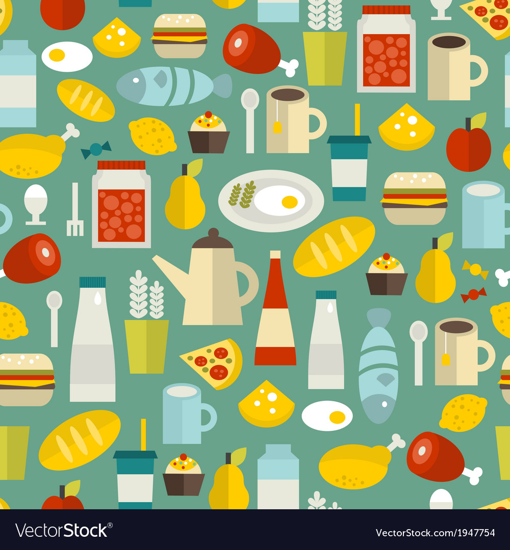 Seamless pattern with simple food