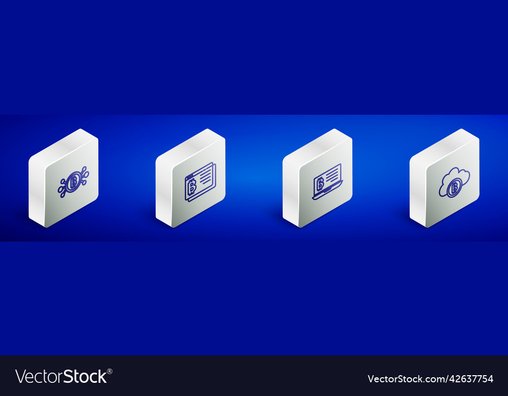 Set isometric line bitcoin in circuit browser Vector Image Set isometric line bitcoin in circuit browser