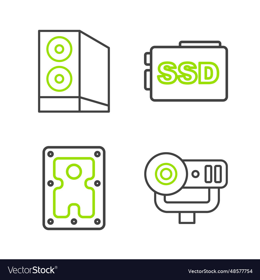 Set line web camera hard disk drive hdd ssd card