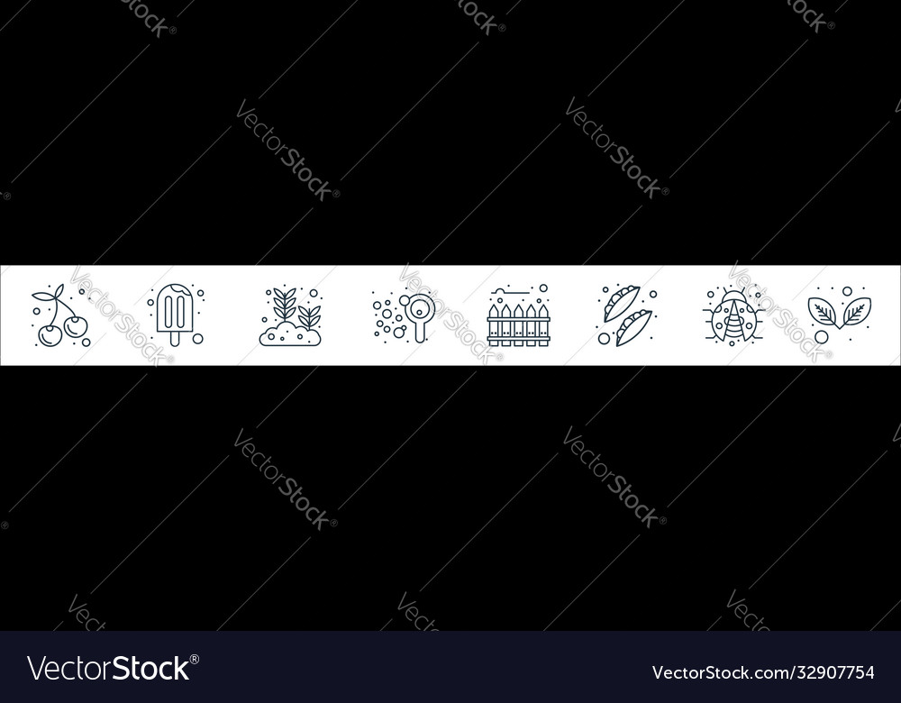 Spring line icons linear set quality vector image Spring line icons linear set quality