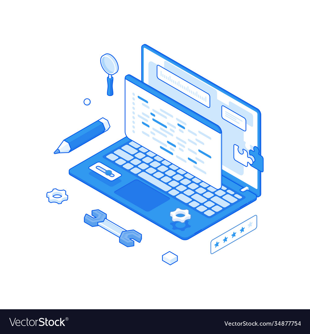 Website optimization and development process vector image Website optimization and development process