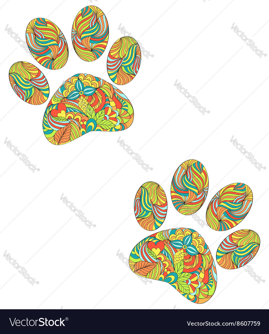 Animal paw print on white background