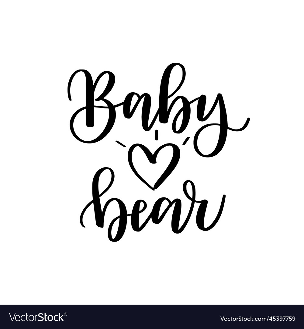 Baby bear brush calligraphy design family text