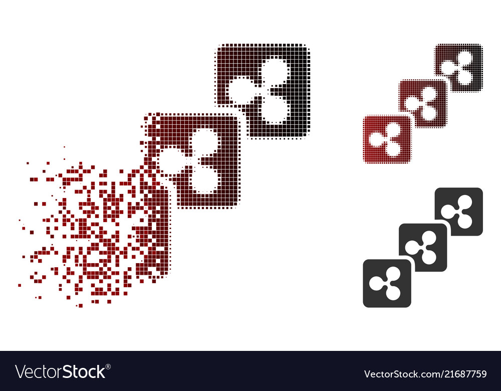 Damaged dotted halftone ripple block chain icon