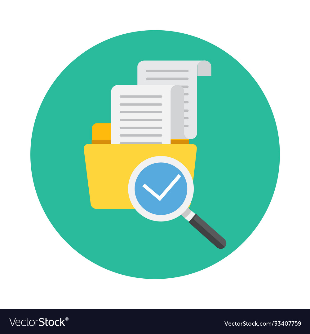 File folder directory and magnifying glass tick vector image File folder directory and magnifying glass tick
