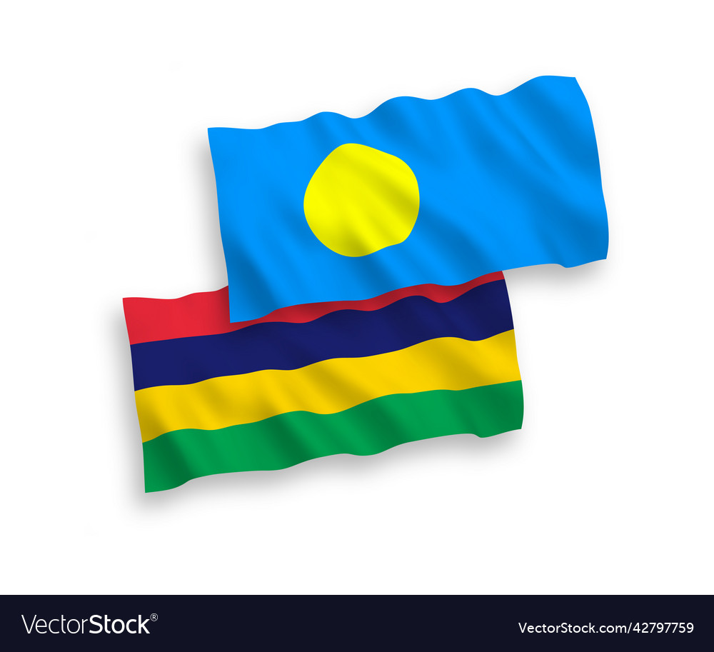 Flags of palau and republic mauritius