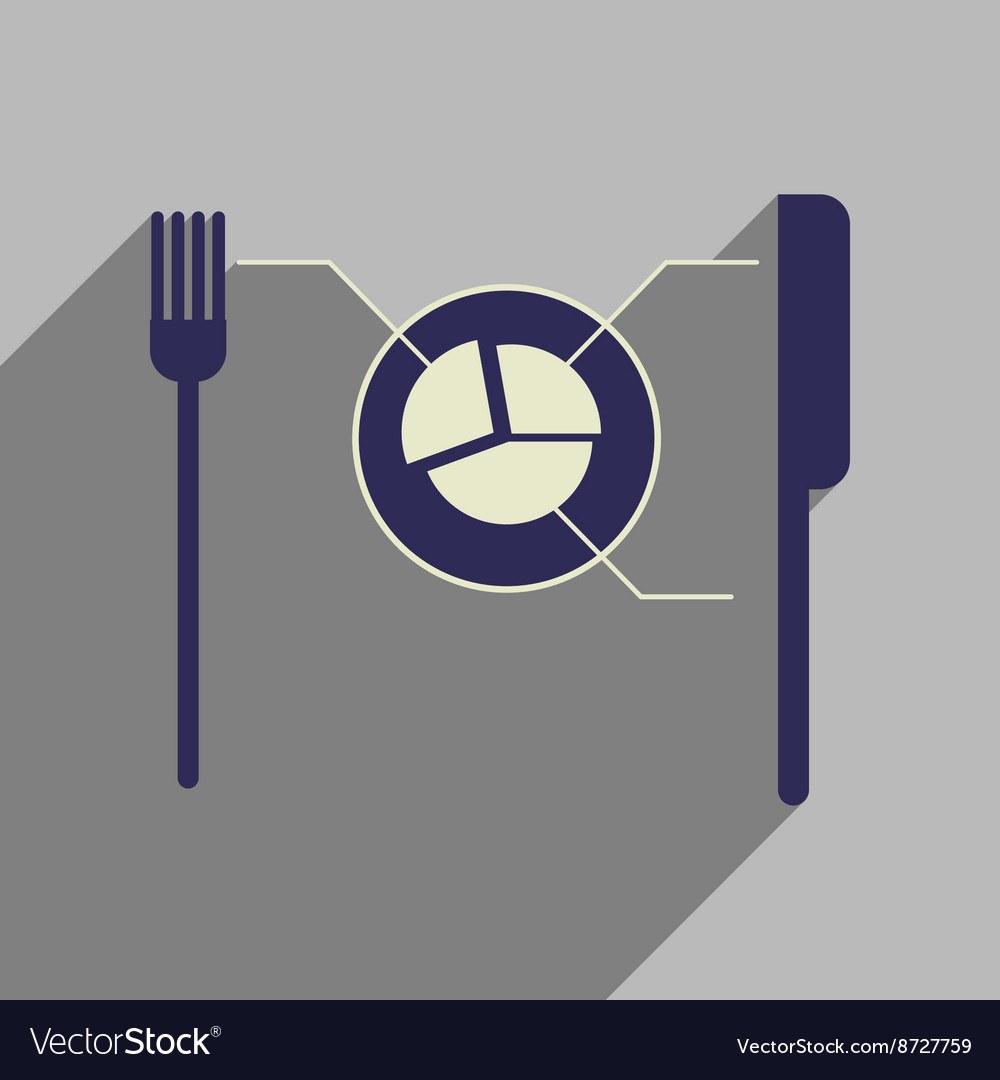 Flat web icon with long shadow knife fork