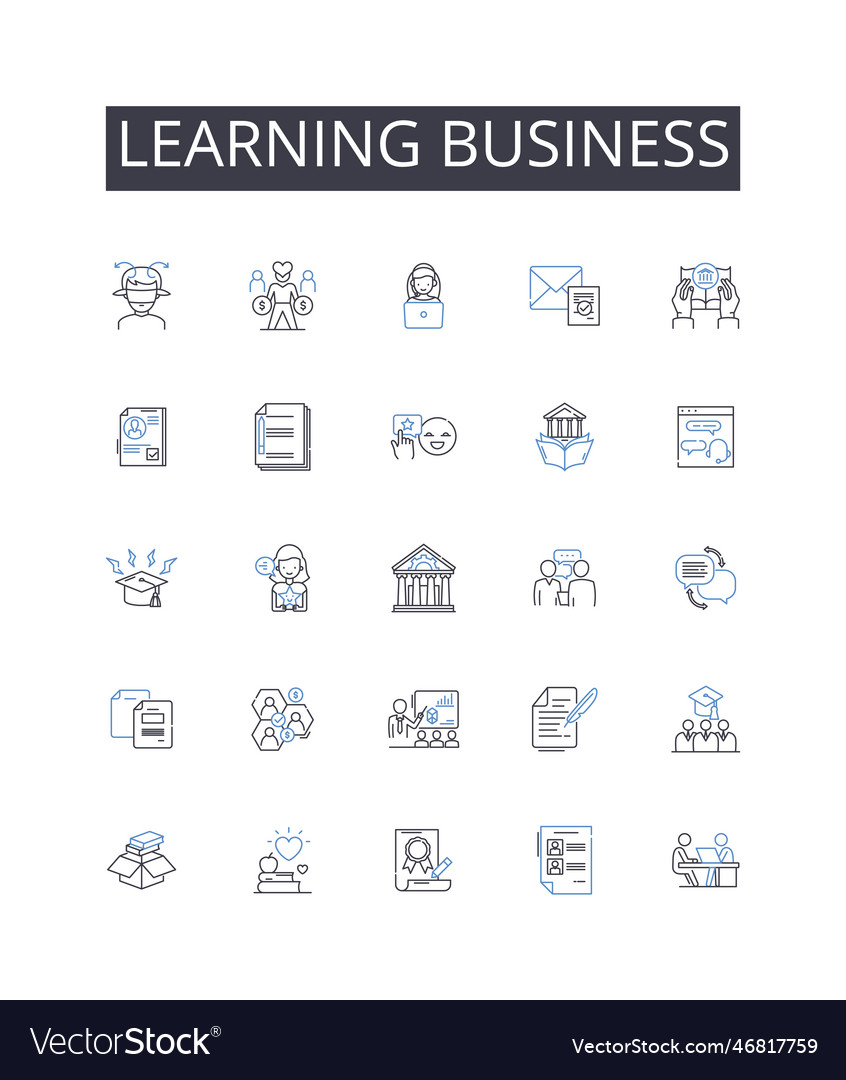 Learning business line icons collection pursuing Vector Image