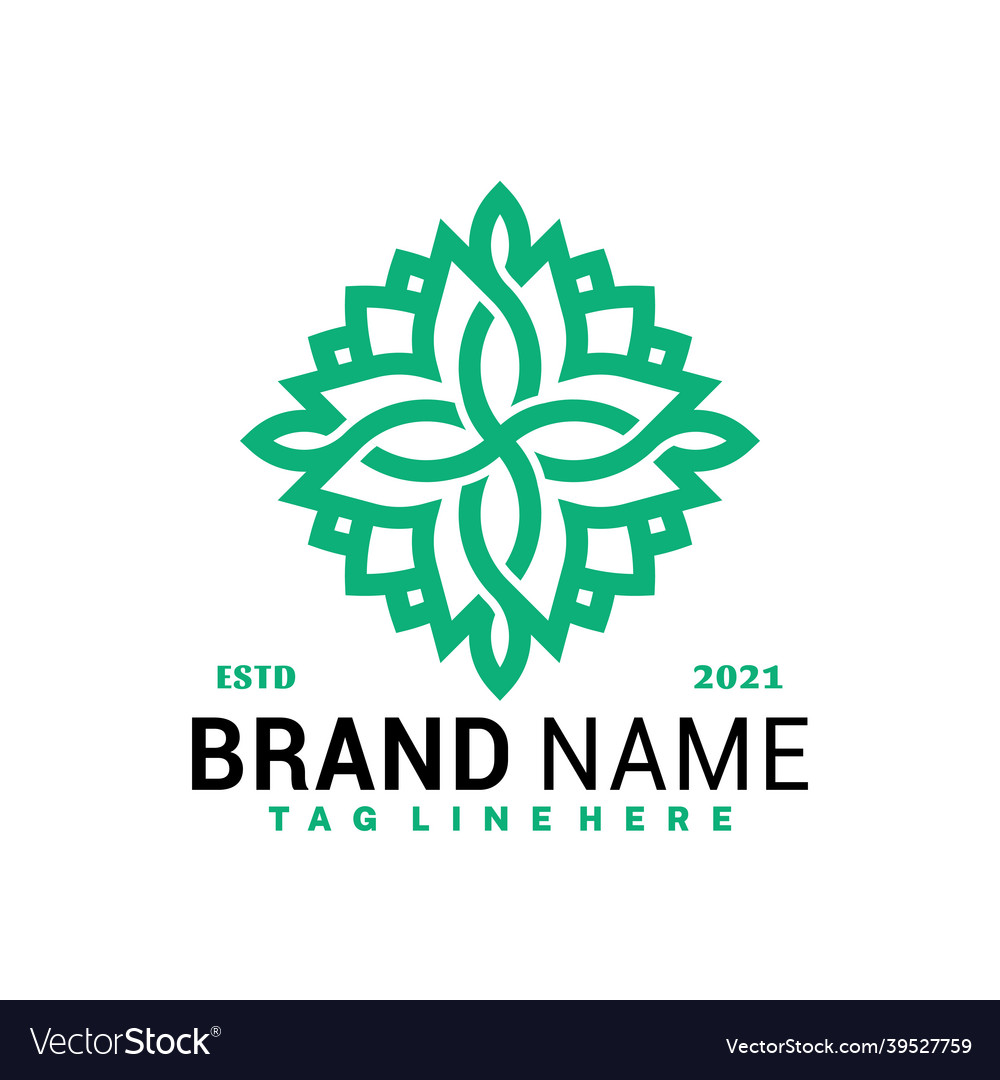 Mandala nature leaf logo design creative logos Vector Image