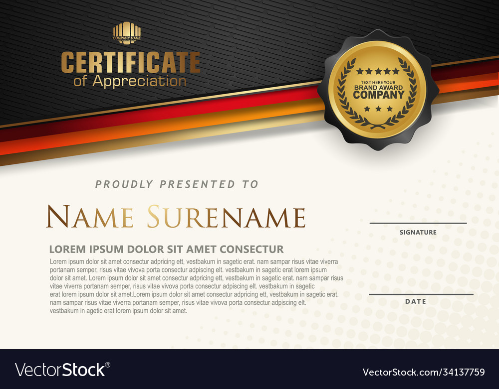 Modern certificate template with lines style Vector Image