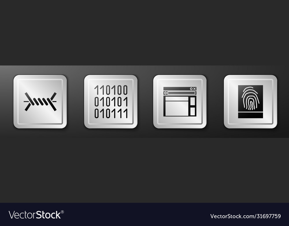 Set barbed wire binary code website template vector image Set barbed wire binary code website template