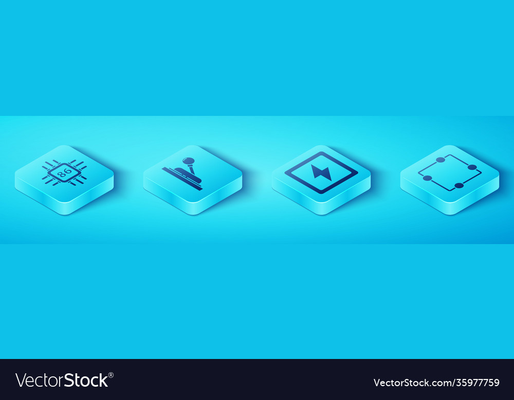 Set isometric processor with microcircuits cpu vector image Set isometric processor with microcircuits cpu