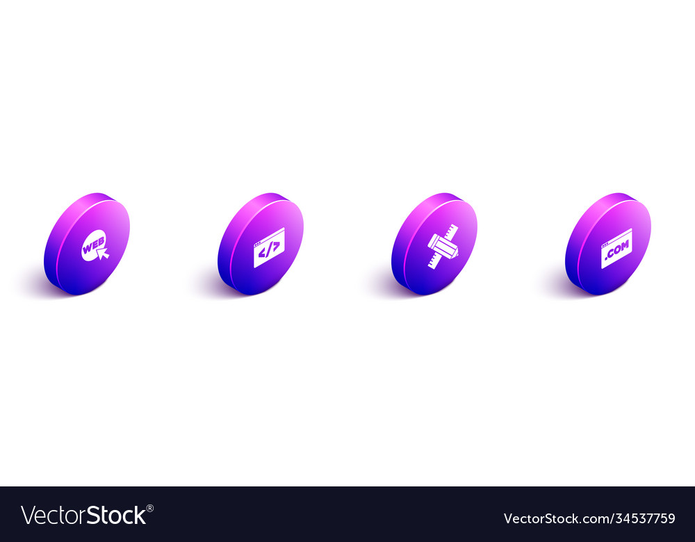 Set isometric web and graphic design front end
