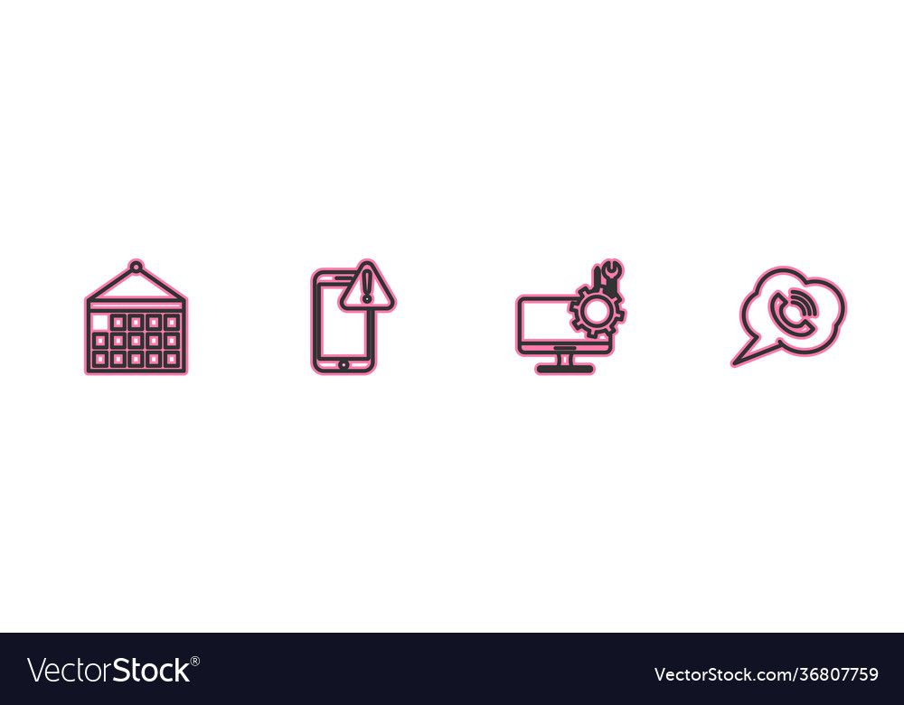 Set line calendar computer monitor service
