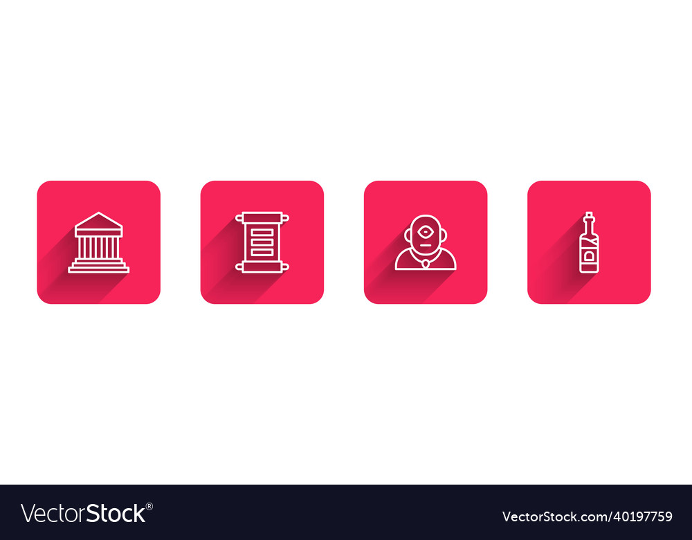 Set line parthenon decree parchment scroll vector image Set line parthenon decree parchment scroll