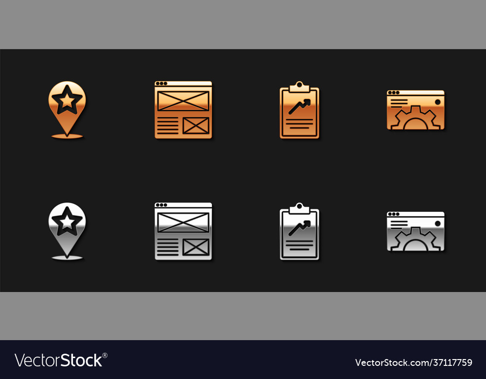 Set map pointer with star browser window vector image Set map pointer with star browser window