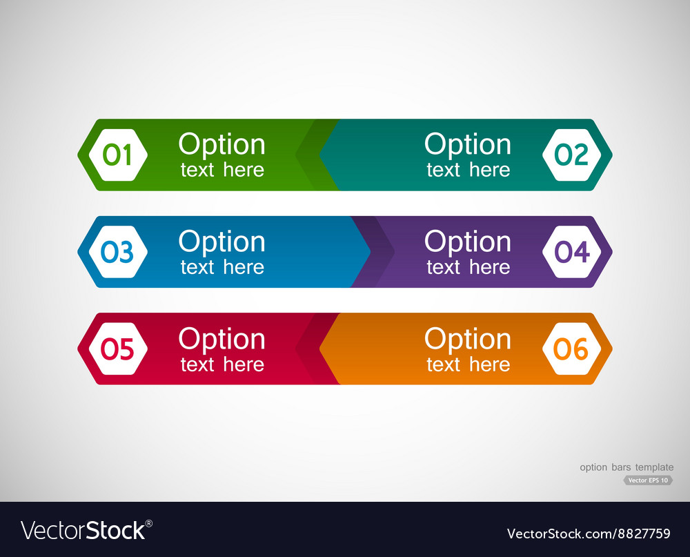 six menu bars template with optional text vector image bars template