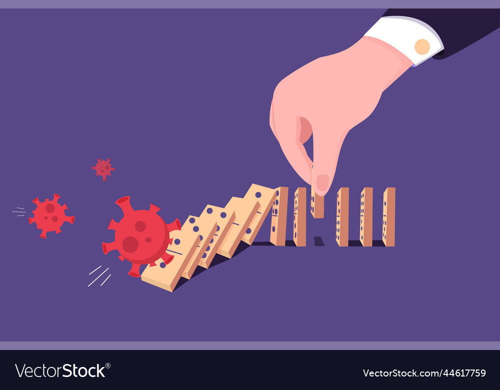 Stop covid-19 domino effect corona economy Vector Image