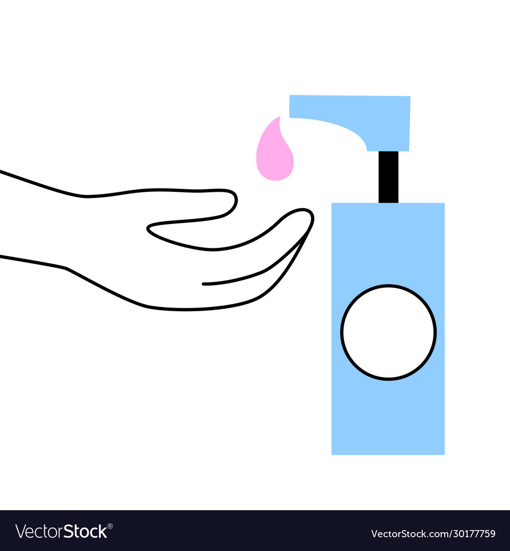 Washing hands with sanitizer