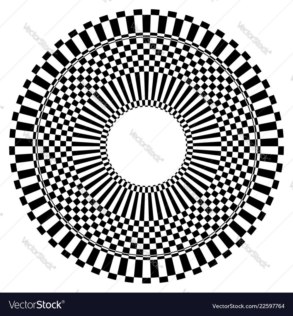 Abstract radial circular element with checkered