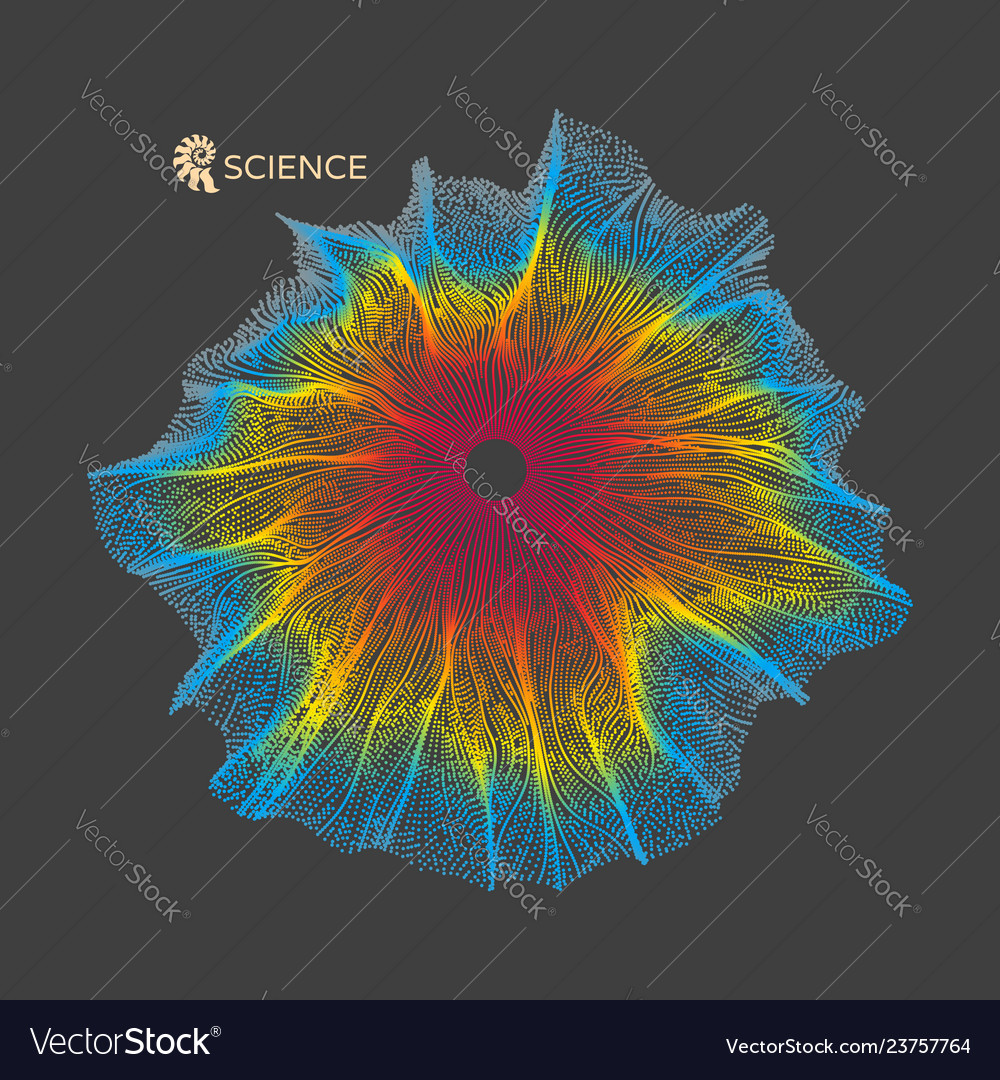 Array mit dynamischen Partikeln 3d Technologie-Stil vector image Array mit dynamischen Partikeln 3d Technologie-Stil