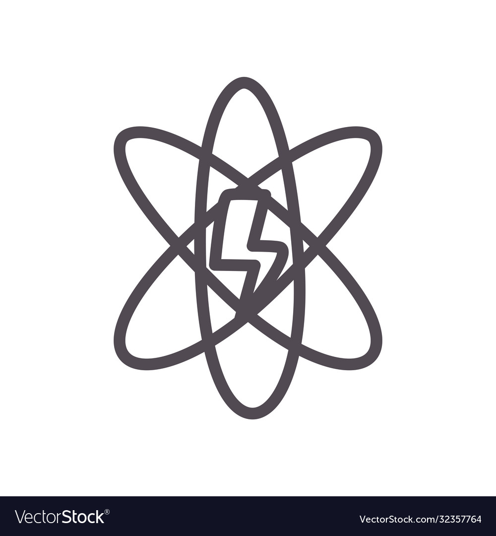 Atom with thunder line style icon design