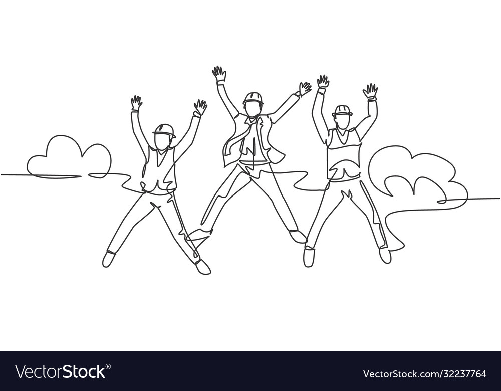 Business deal celebration concept one line